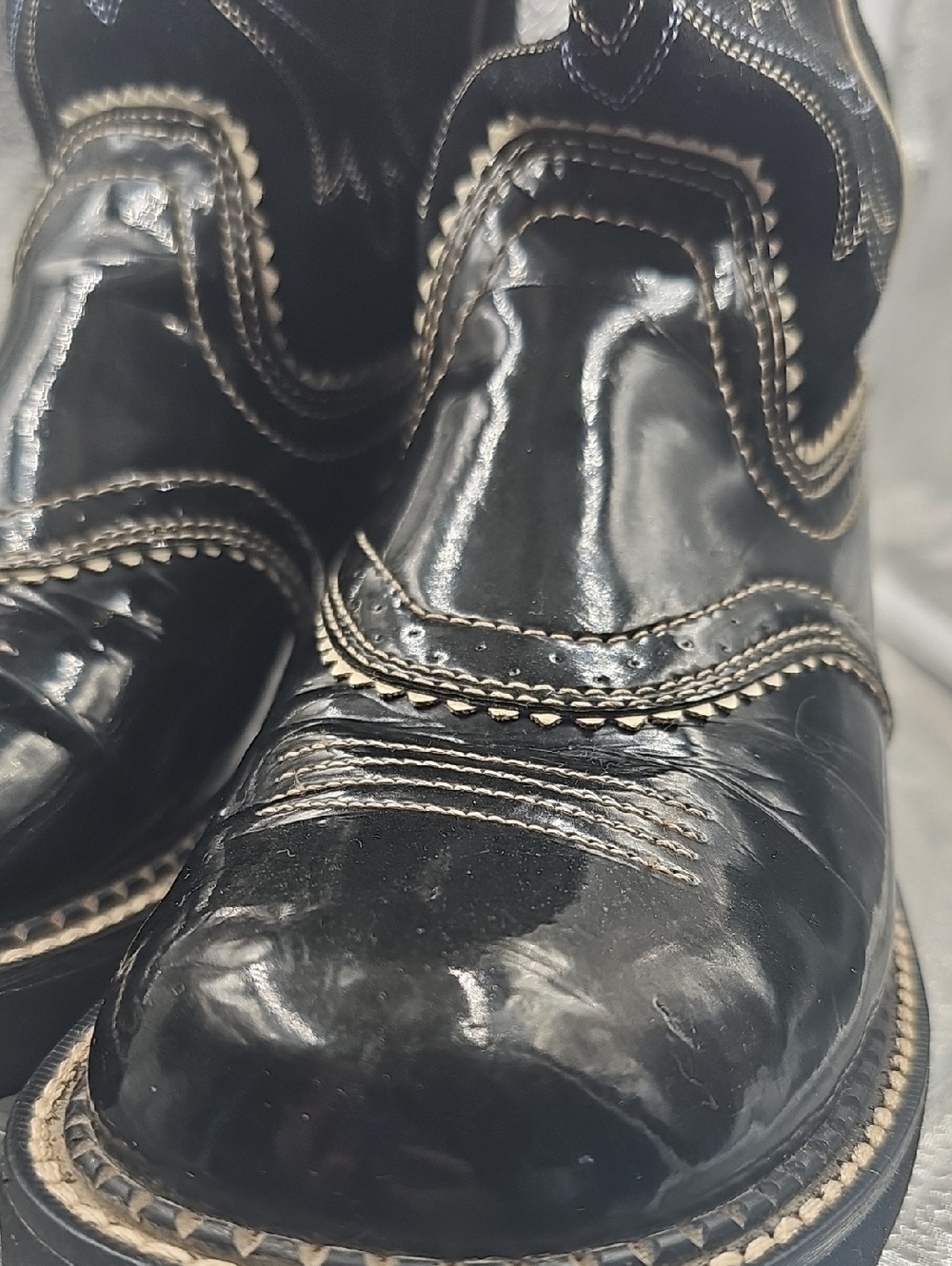 O Patent Black Fat Baby Ariat Boots Sz 7.5B - Picture 2 of 6